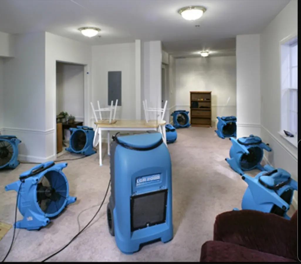 Air movers and dehumidifier setup for Water Extraction & Removal in Channelview